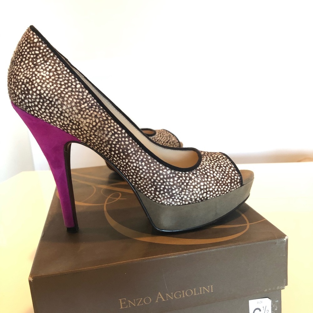 2026 Trend Alert! Pony hair Enzo Angiolini high heels sz 6.5